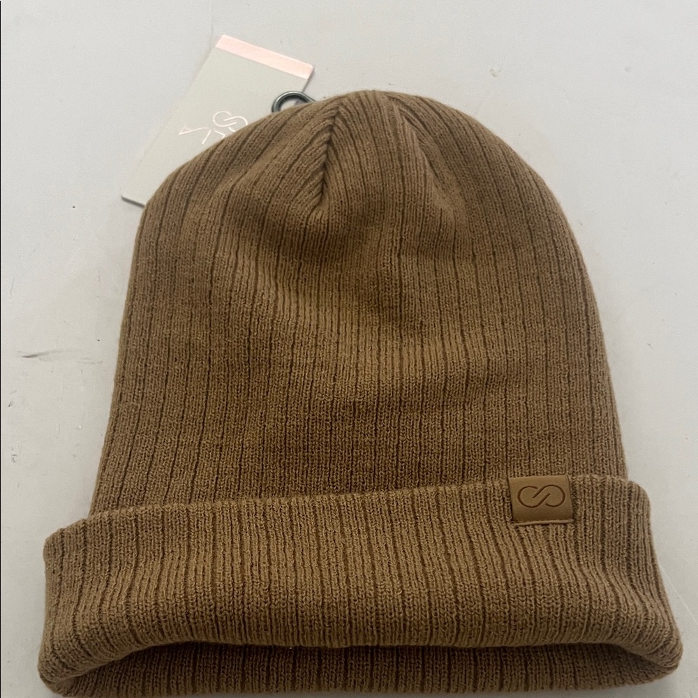 CARRIE UNDERWOOD RIBBED BEENIE TAN BROWN 100% Acrylic